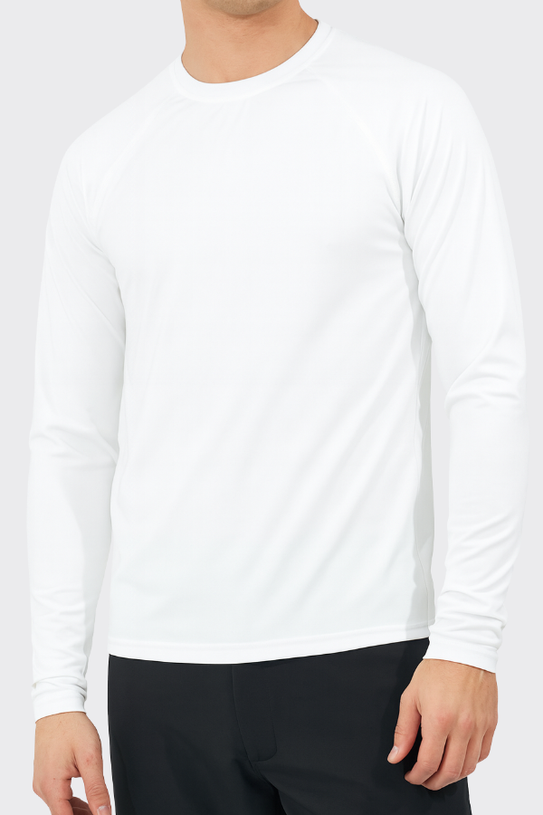 men Ls rash vest white