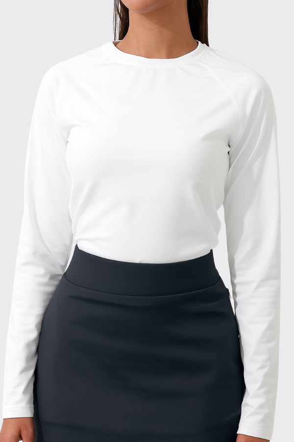 women ls rash vest white